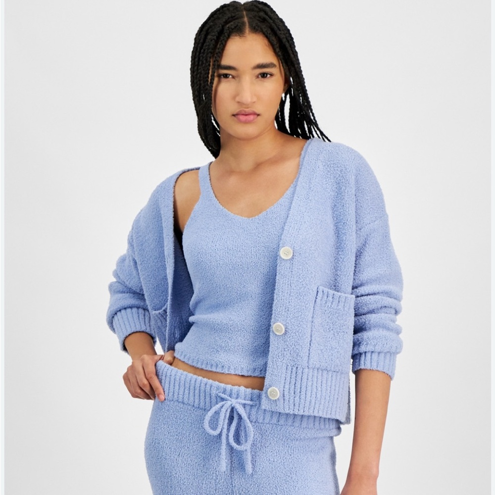 Hippie Rose Cozy Knit Tank & Cardigan Set • Light Blue • Size Small • New